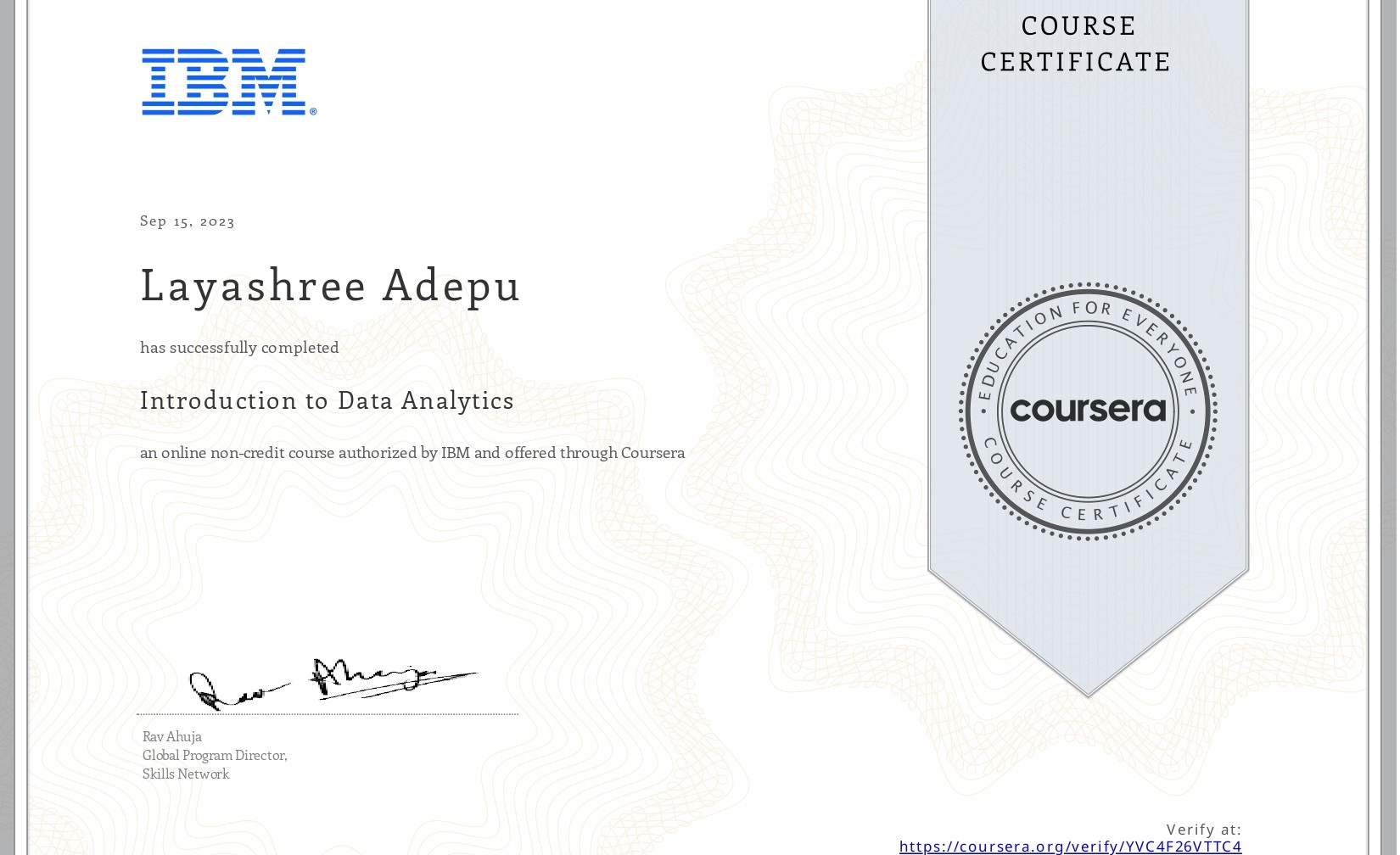 Introduction to Data Analytics - IBM